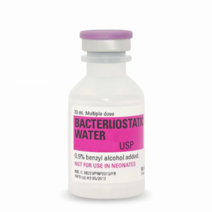 Bacteriostatic 0.9% Benzyl Alcohol 30mL – Hospira Injection USP – laboratory reconstitution solution, Peptides Source