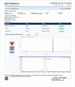 Certificate of analysis for HGH 191AA 10IU