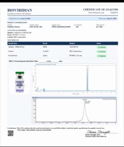 Certificate of analysis for HGH 191AA 12IU