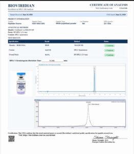 Certificate of analysis for HGH 191AA 24IU