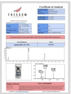 Certificate of analysis for CJC-1295 No Dac 5mg | Ipamorelin 5mg (10mg Total Peptide Blend)