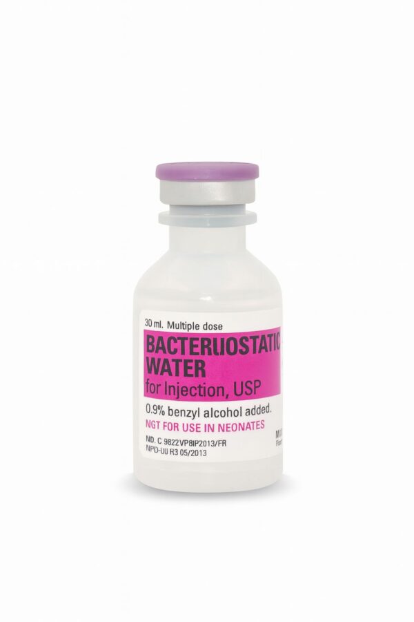 Bacteriostatic 0.9% Benzyl Alcohol 30mL – Hospira Injection USP – laboratory reconstitution solution, Peptides Source