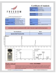 Certificate of analysis for Tesamorelin 6mg | Ipamorelin 2mg (8mg Peptide Blend)