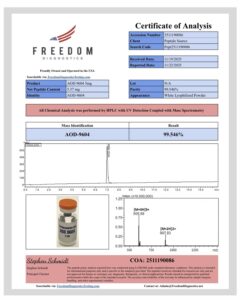 Certificate of analysis for AOD 9604 5mg