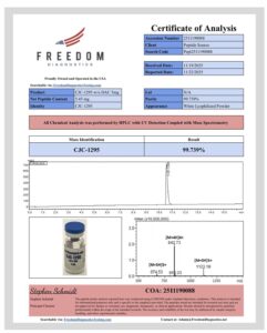 Certificate of analysis for CJC-1295 Without DAC 5mg