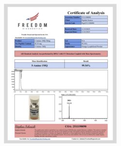 Certificate of analysis for 5 AMINO 1MQ 50mg