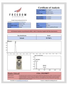 Certificate of analysis for Selank 10mg
