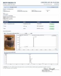 Certificate of analysis for Gonadorelin Acetate 2mg