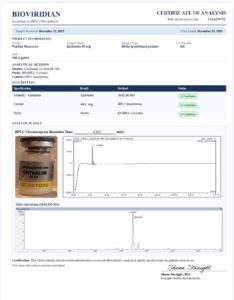 Certificate of analysis for Epithalon 50mg