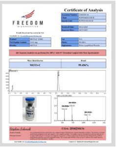 Certificate of analysis for MOTS-C 10mg