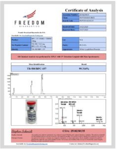 Certificate of analysis for BPC-157 10mg + TB-500 10mg Blend (20mg)