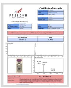 Certificate of analysis for MOTS-C 40mg