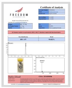 Certificate of analysis for BPC-157 with Arginine 5mg