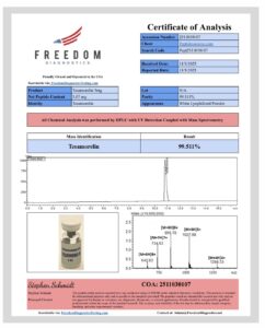 Certificate of analysis for Tesamorelin 5mg