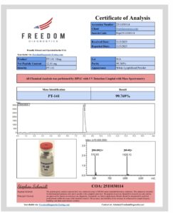 Certificate of analysis for PT-141 10mg