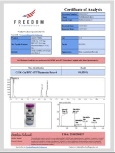 Certificate of analysis for GHK-Cu / BPC-157 / TB-500 Blend