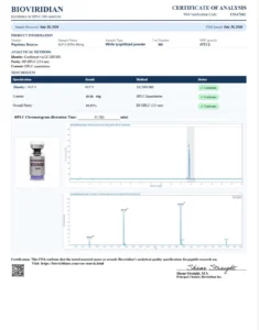 Certificate of analysis for GLP-3 (RTA) 40mg
