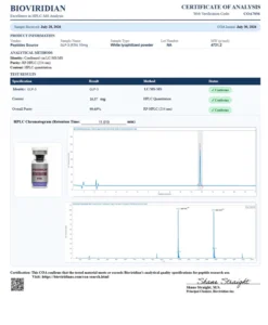 Certificate of analysis for GLP-3 (RTA) 10mg