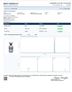 Certificate of analysis for GLP-3 (RTA) 50mg