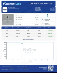 Certificate of analysis for GLP-3 (RTA) 100mg