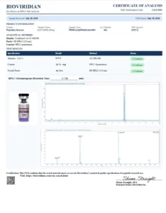 Certificate of analysis for GLP-3 (RTA) 30mg