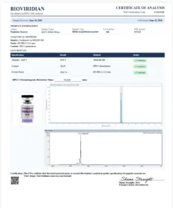Certificate of analysis for GLP-1 (SMA) 30mg