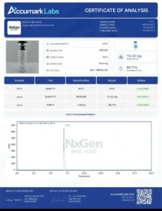 Certificate of analysis for GLP-2 (TRZ) 100mg