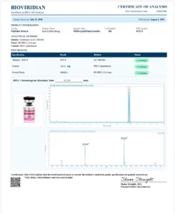 Certificate of analysis for GLP-3 (RTA) 30mg