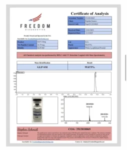 Certificate of analysis for GLP-1 (SMA) 15mg