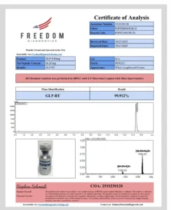 Certificate of analysis for GLP-3 (RTA) 15mg