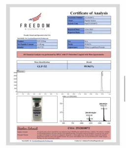 Certificate of analysis for GLP-2 (TRZ) 10mg