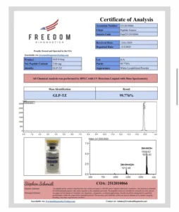 Certificate of analysis for GLP-2 (TRZ) 5mg