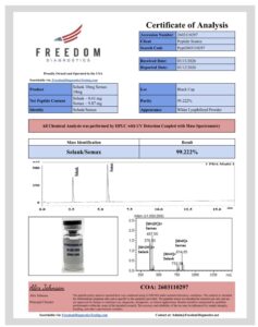 Certificate of analysis for Selank + Semax 10mg/10mg