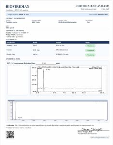 Certificate of analysis for MGF