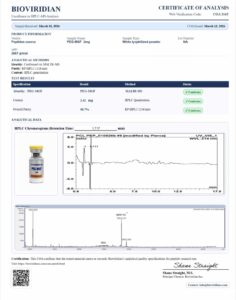 Certificate of analysis for PEG MGF