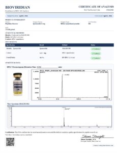 Certificate of analysis for Ipamorelin 5mg
