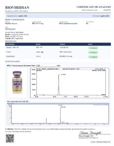 Certificate of analysis for BPC-157 15mg