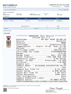 Certificate of analysis for PT-141 10mg