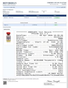 Certificate of analysis for Tesamorelin 20mg
