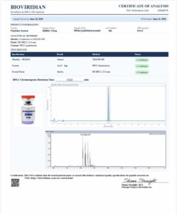 Certificate of analysis for Semax 10mg