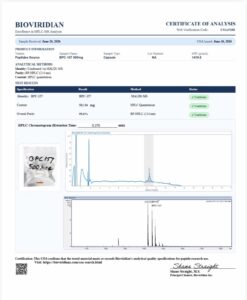 Certificate of analysis for BPC-157 500mcg (100) Capsules