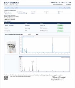 Certificate of analysis for Tesofensine 500mcg (100)