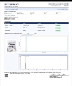 Certificate of analysis for 5-amino-1mq 50mg (25)