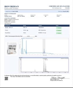Certificate of analysis for BPC-157 500mcg (50)