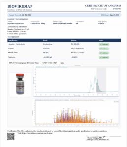 Certificate of analysis for Cerebrolysin 60mg